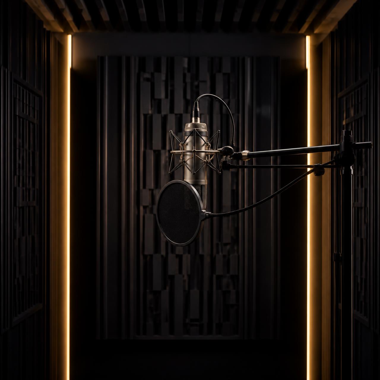 Premium vocal booth with large diaphragm condenser microphone